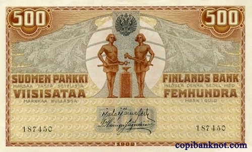 Финляндия. Банкнота 1909 г. 500 марок золотом.